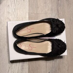 Girls Jessica Simpson slip on shiny shoes with tassels